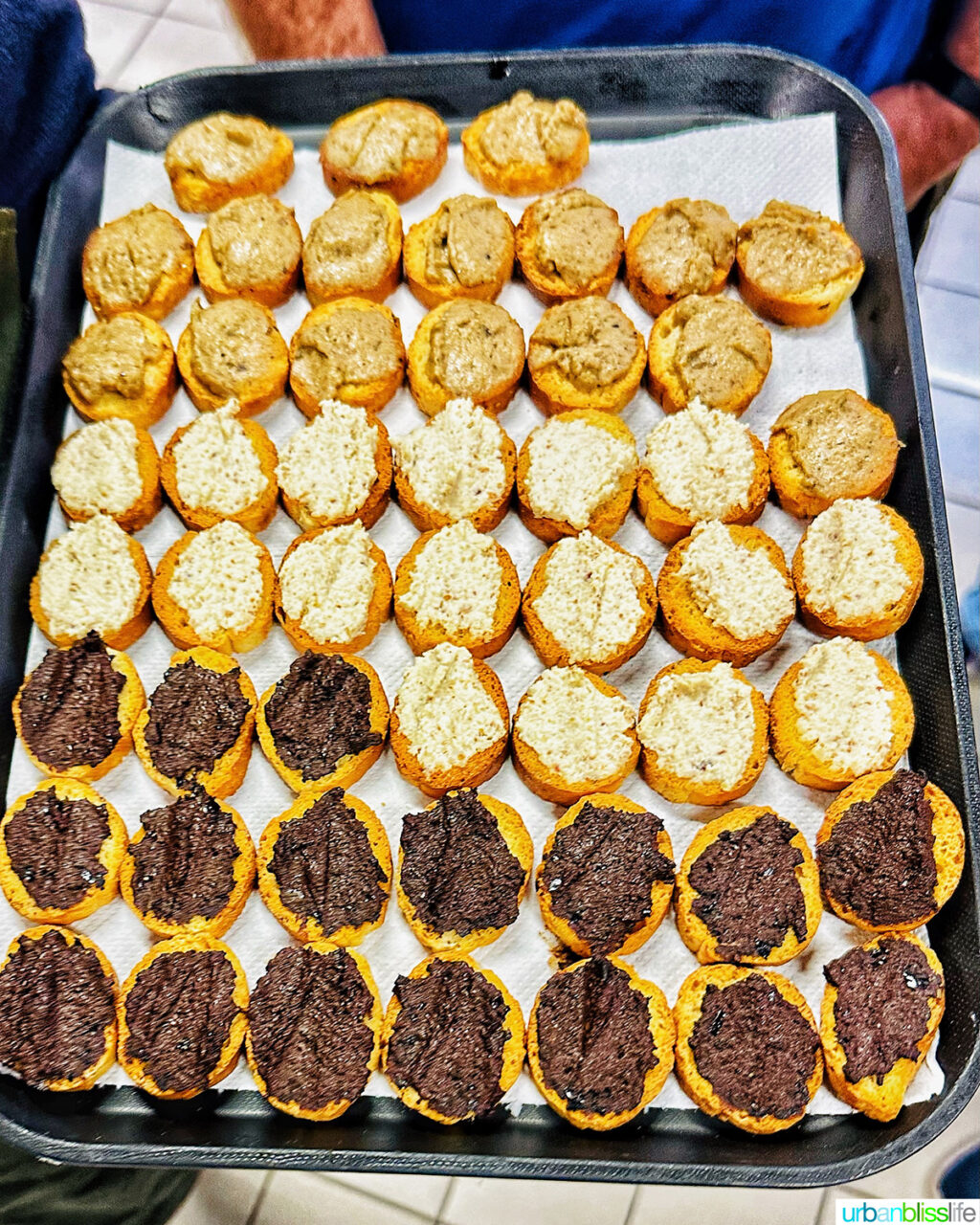 tapenade on baguette slices