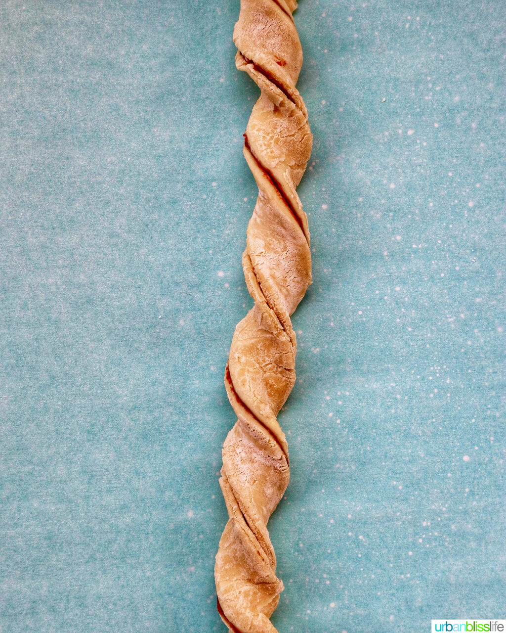 puff pastry chocolate twist on a baking sheet.