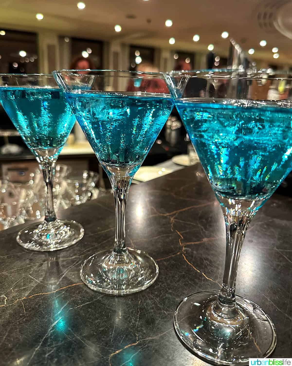 blue cocktails on AmaWaterways river cruise.