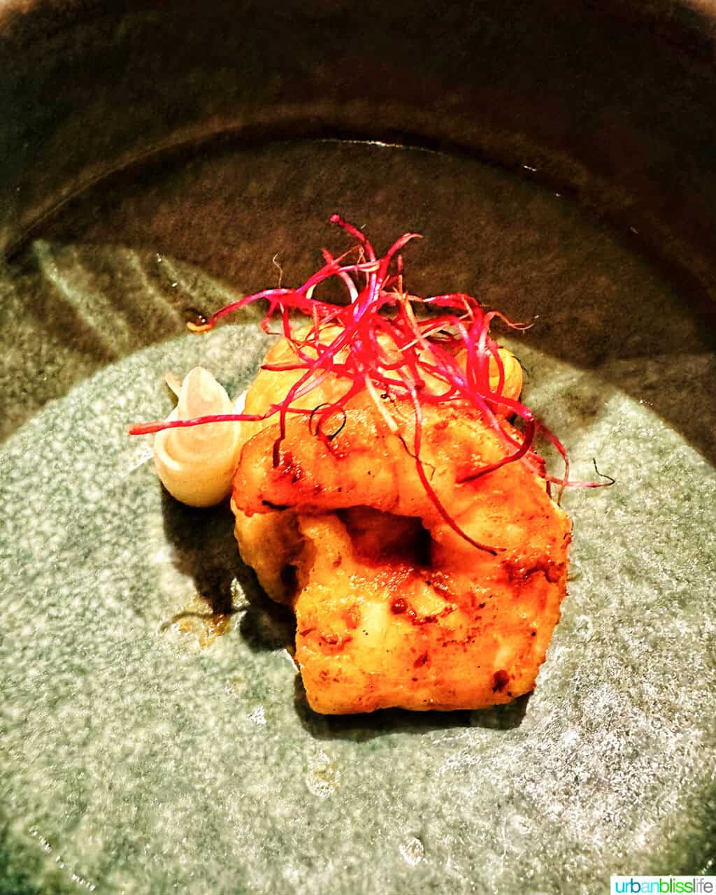 grilled tiger shrimp at Chef's Table dinner on AmaWaterways river cruise.