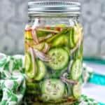 jar of Asian pickled cucumbers.