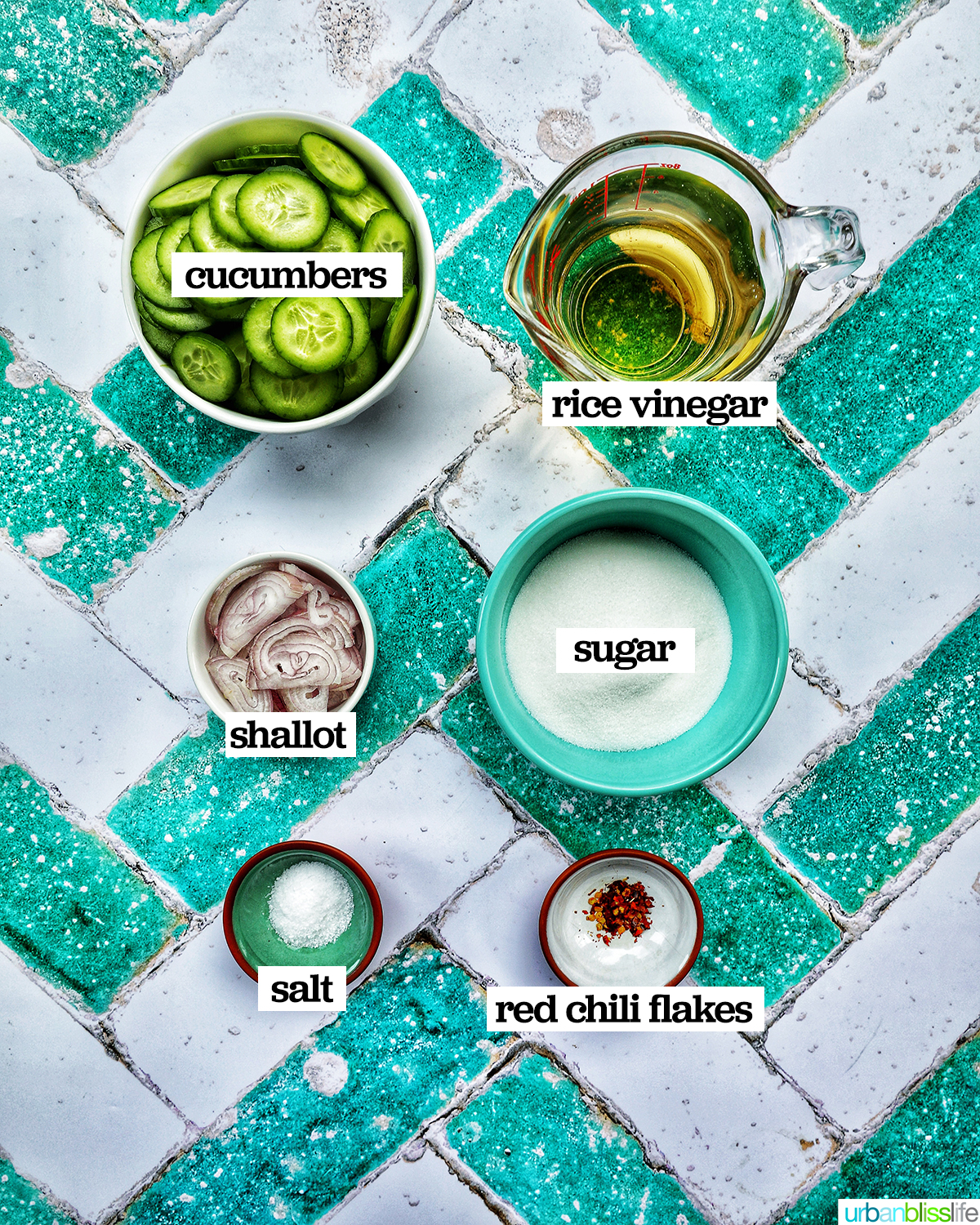 ingredients to make Asian pickled cucumbers.