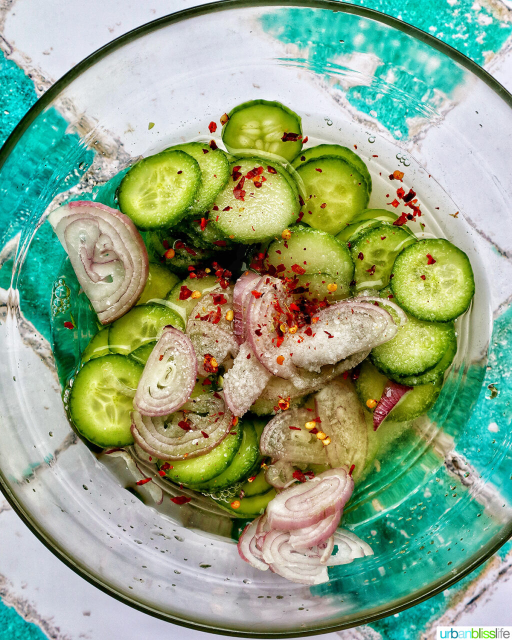 Asian pickled cucumbers in a bowl.