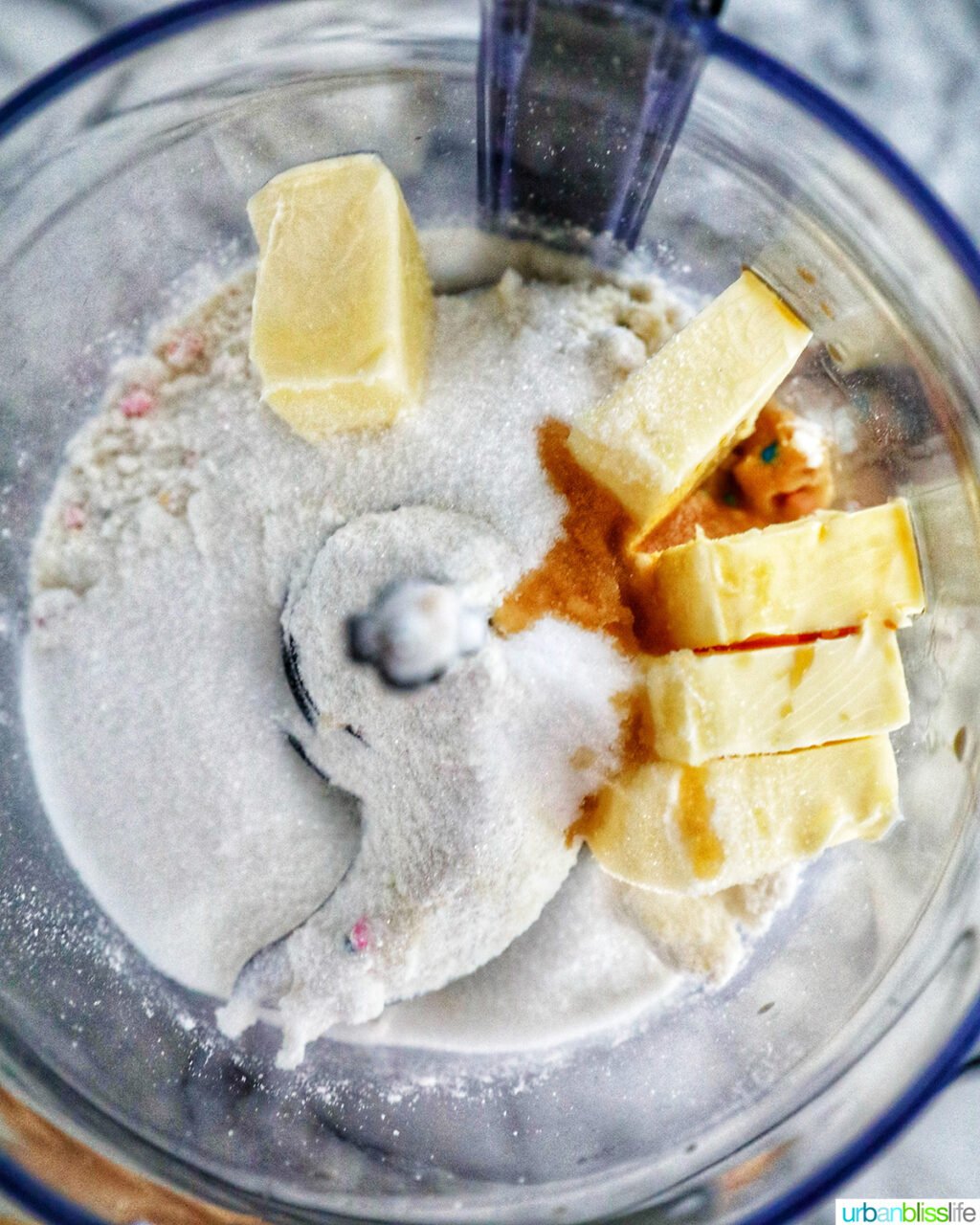 butter and dry ingredients in a food processor.