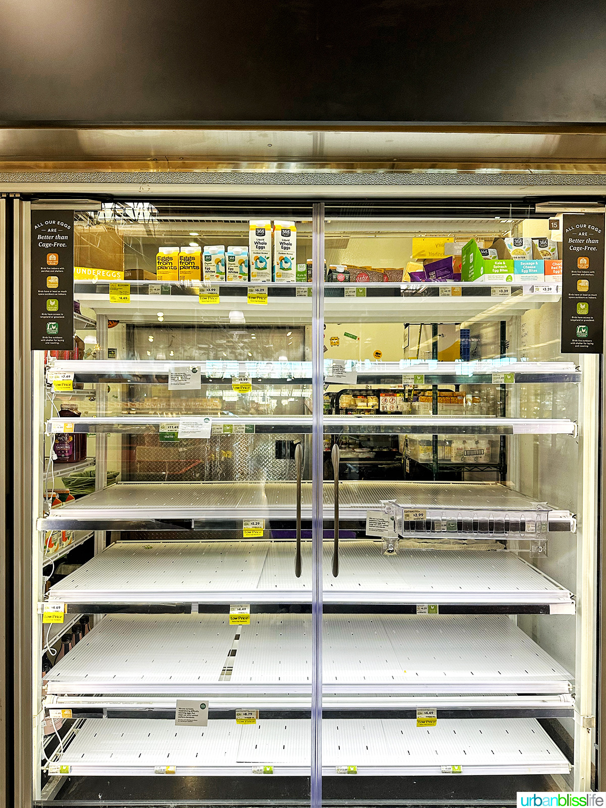 empty egg shelves.