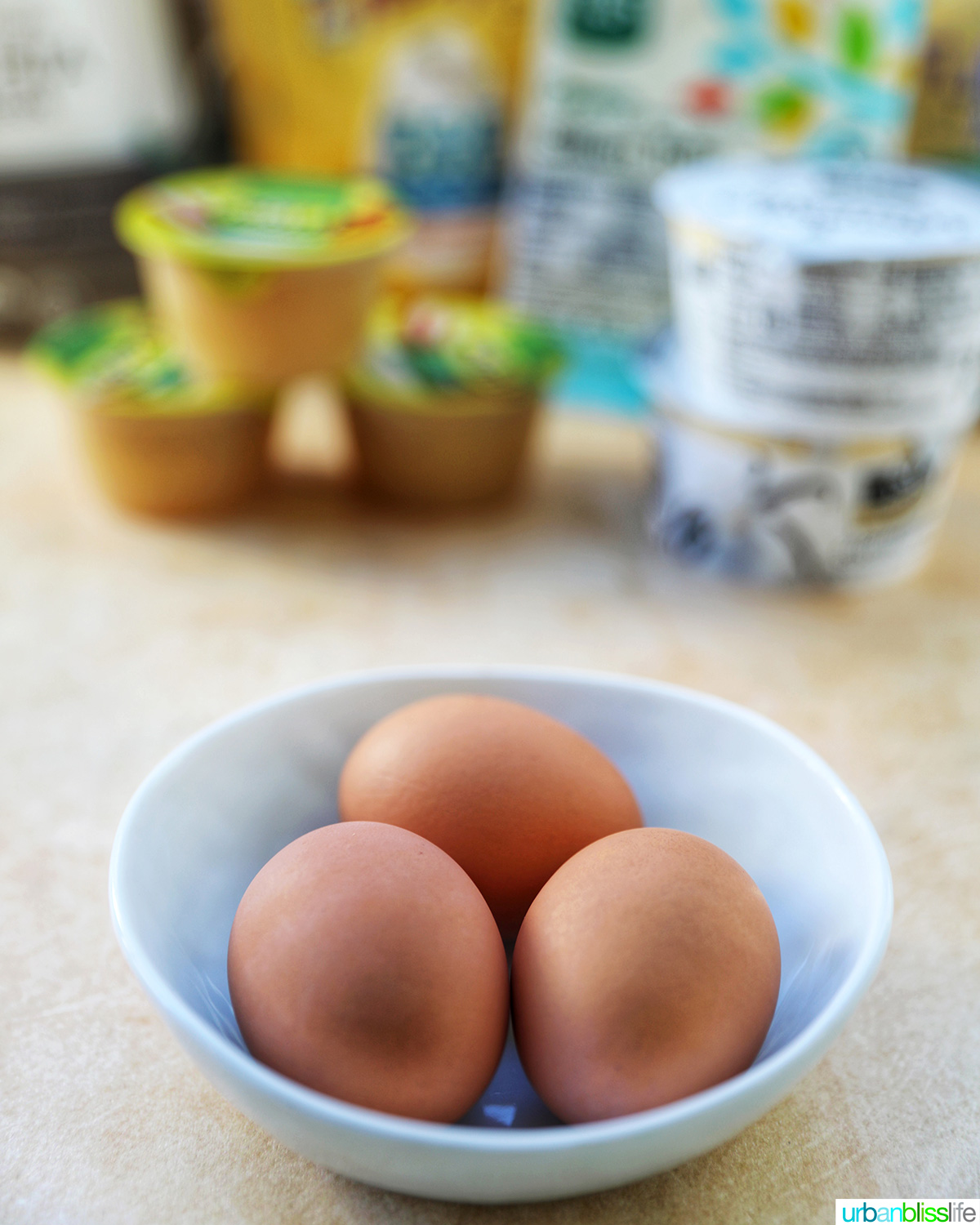 bowl of brown eggs.