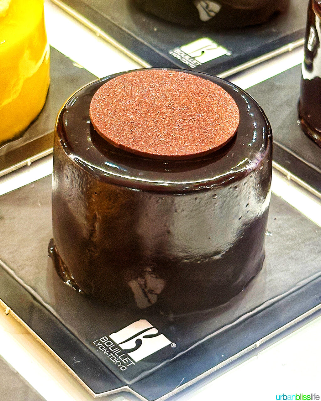 chocolate pastry at Les Halles food market in Lyon
