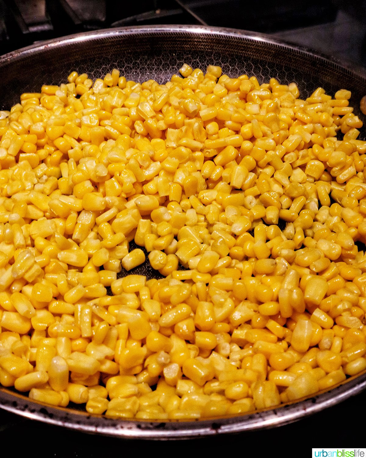 corn in a pan.