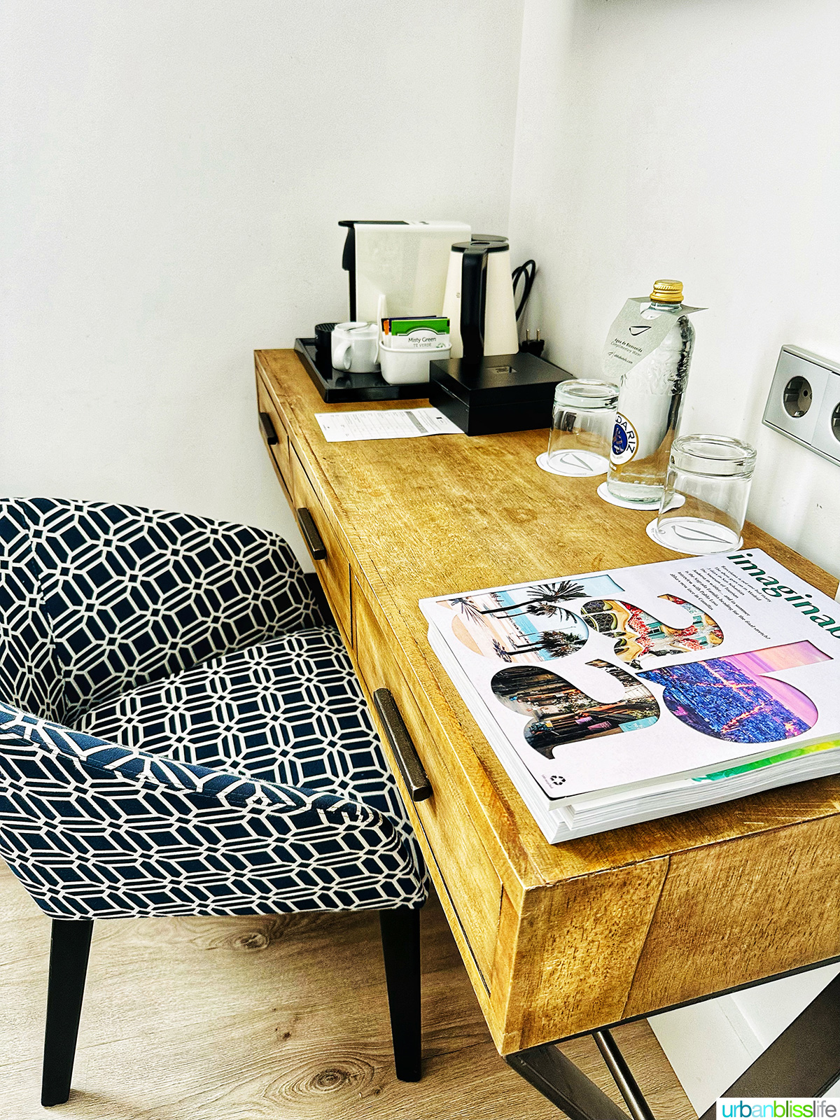 desk area in deluxe corner room at hotel abba san sebastian