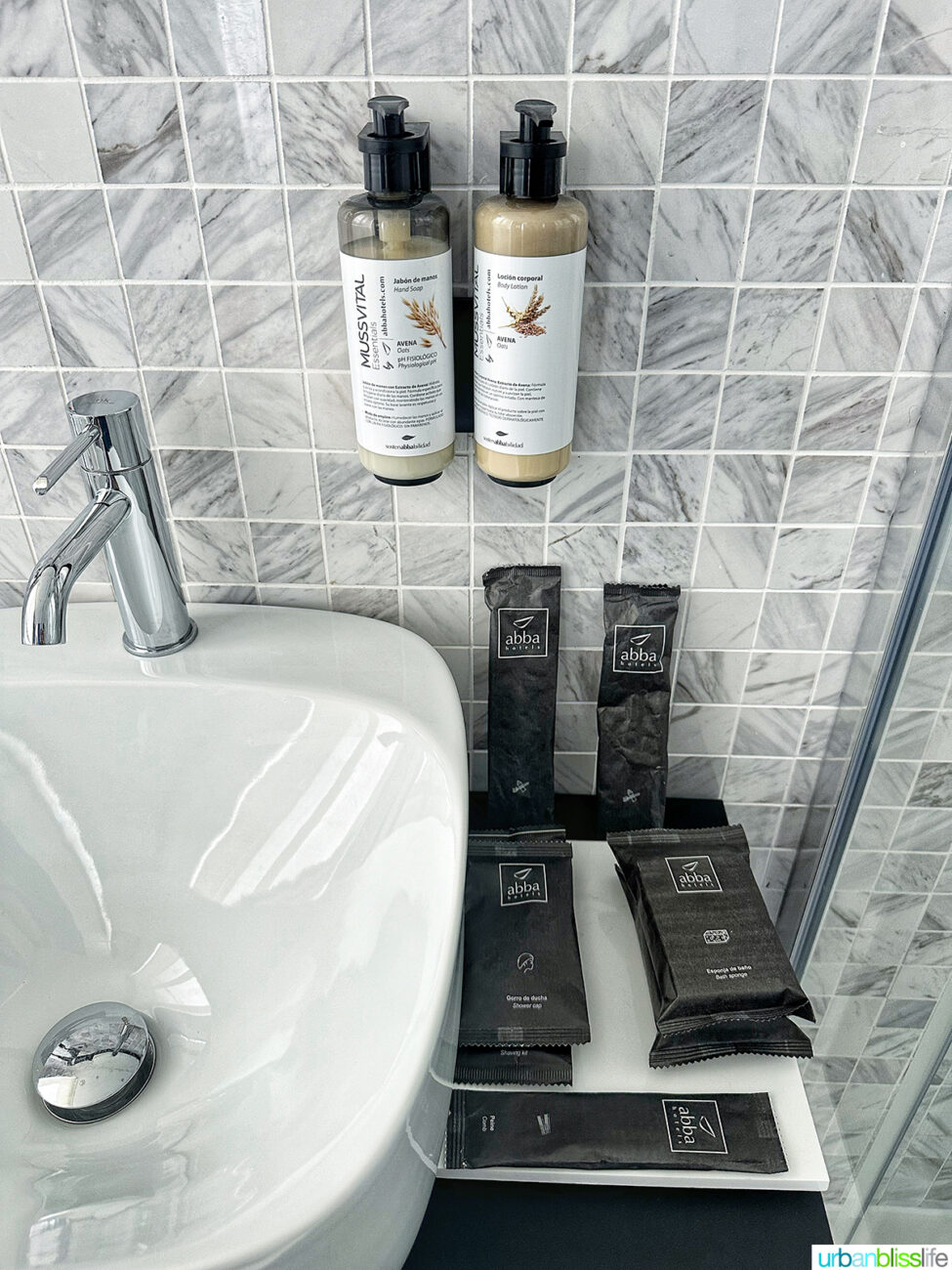 bathroom amenities at hotel abba san sebastian