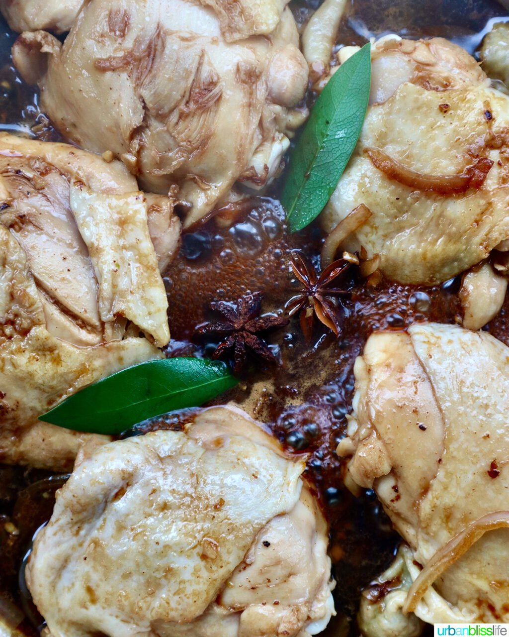 chicken thighs in a skillet.
