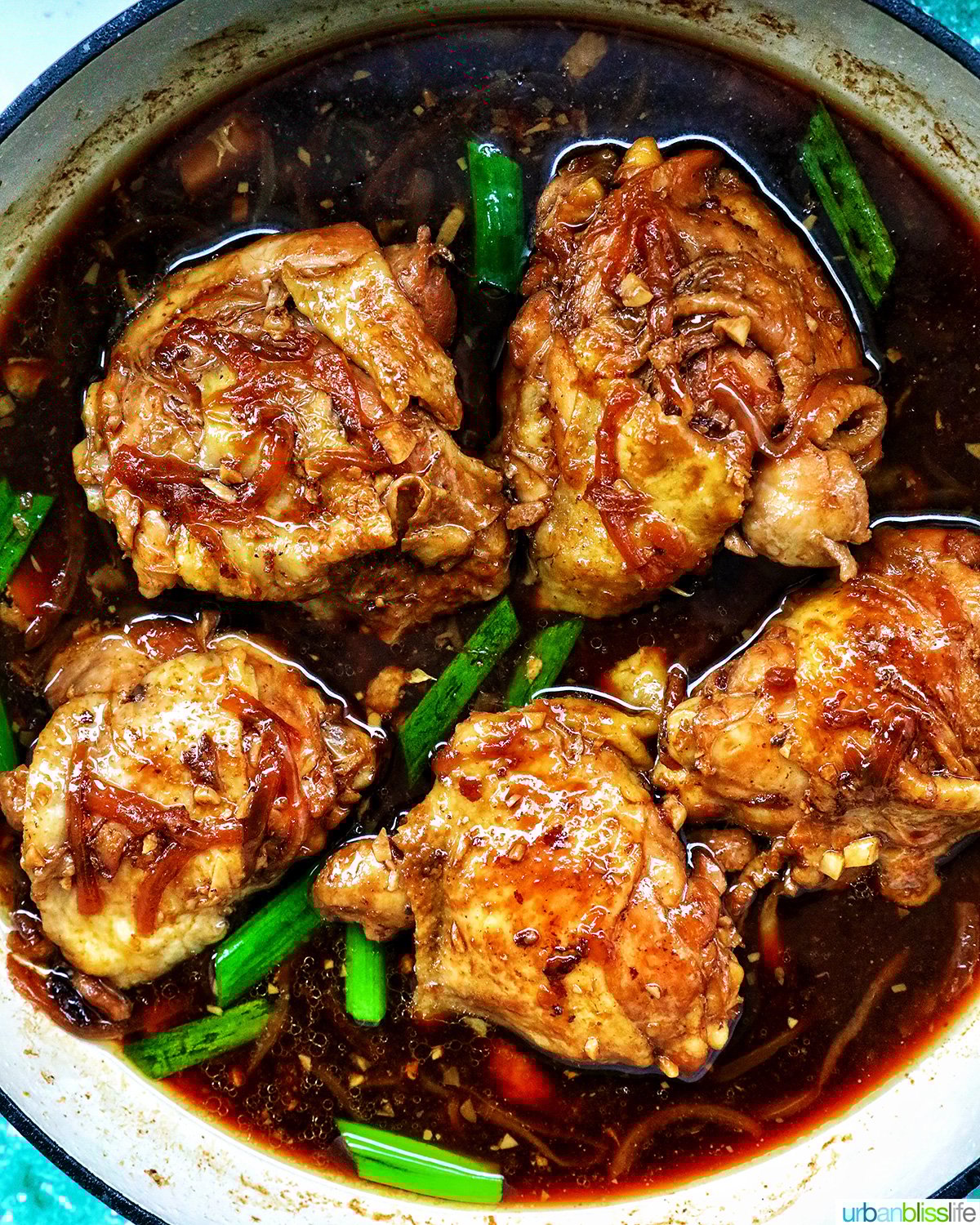 pan of Chinese braised chicken.