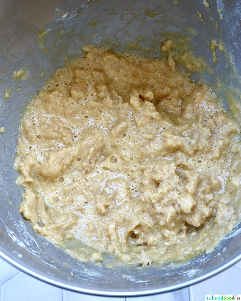 cookie batter in a mixing bowl.