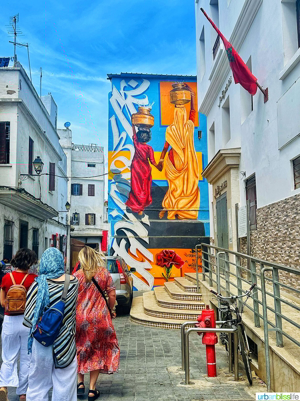 colorful bright mural in Casablanca, Morocco.