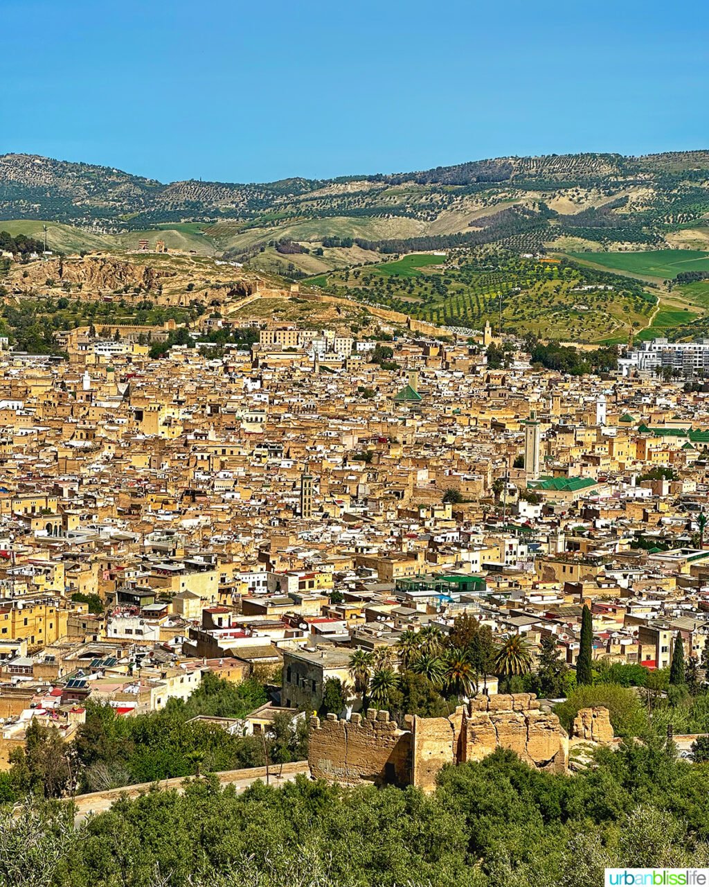 city view of Fes, Morocco.