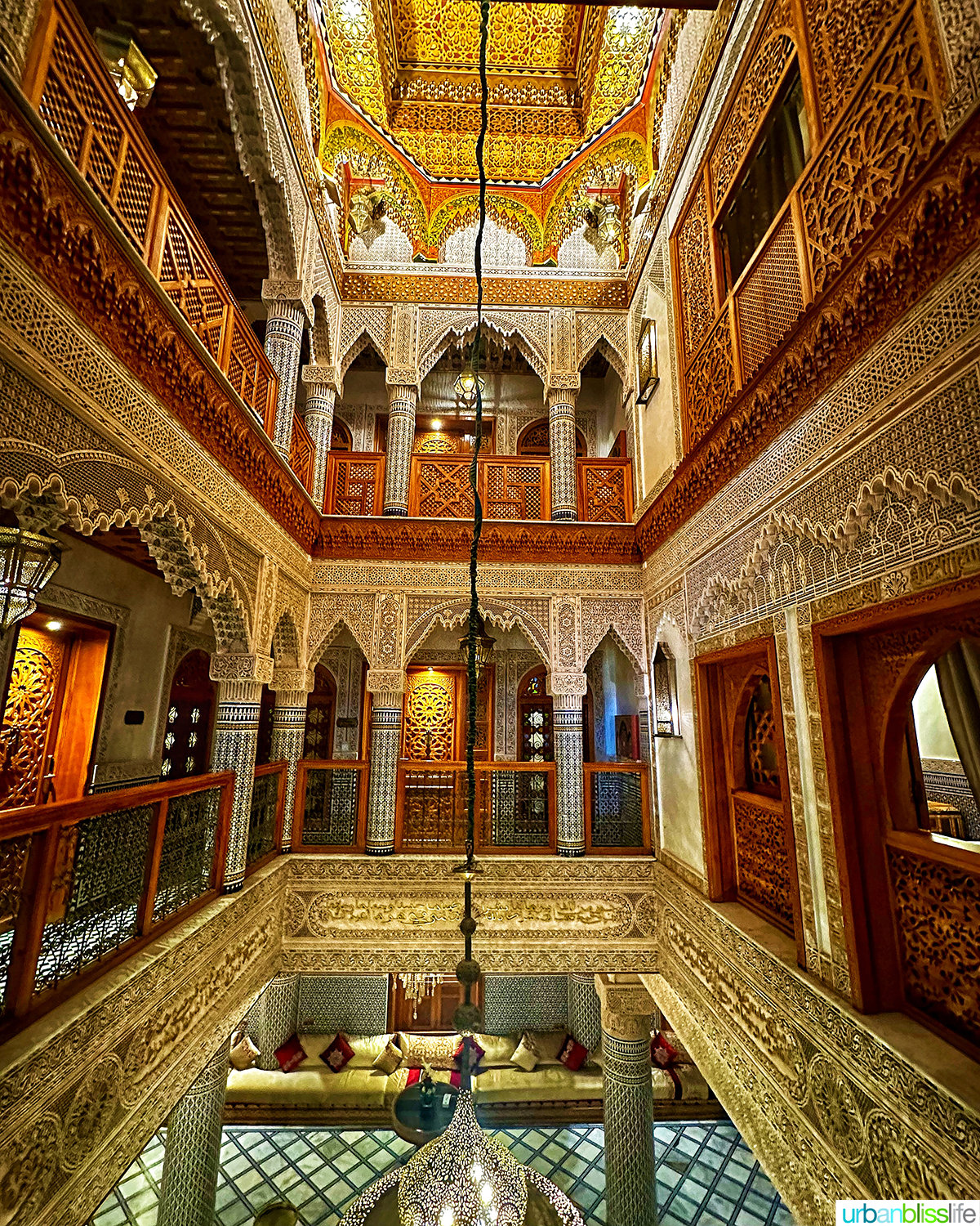 several floors of the Riad Salam Fes in Fes, Morocco.