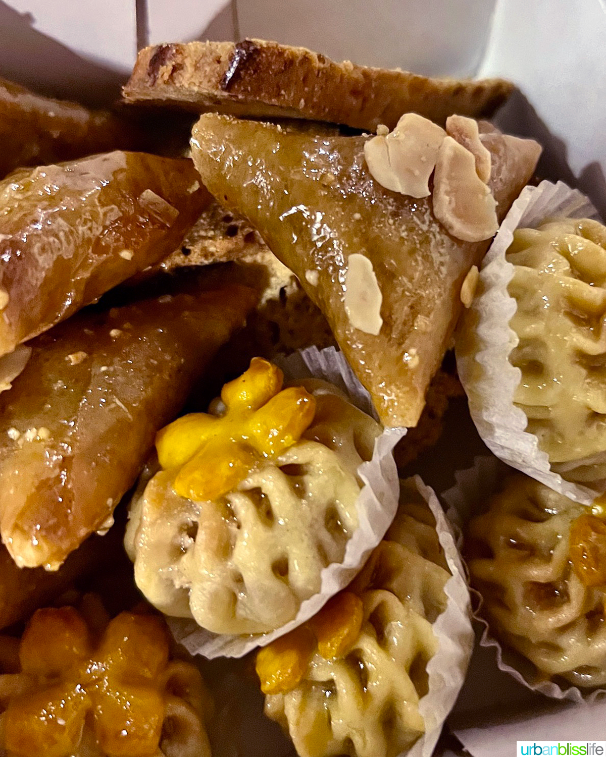 Moroccan pastries including almond briouat.