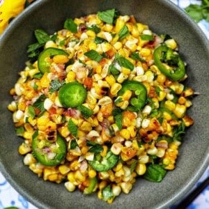 bowl of charred corn salad.
