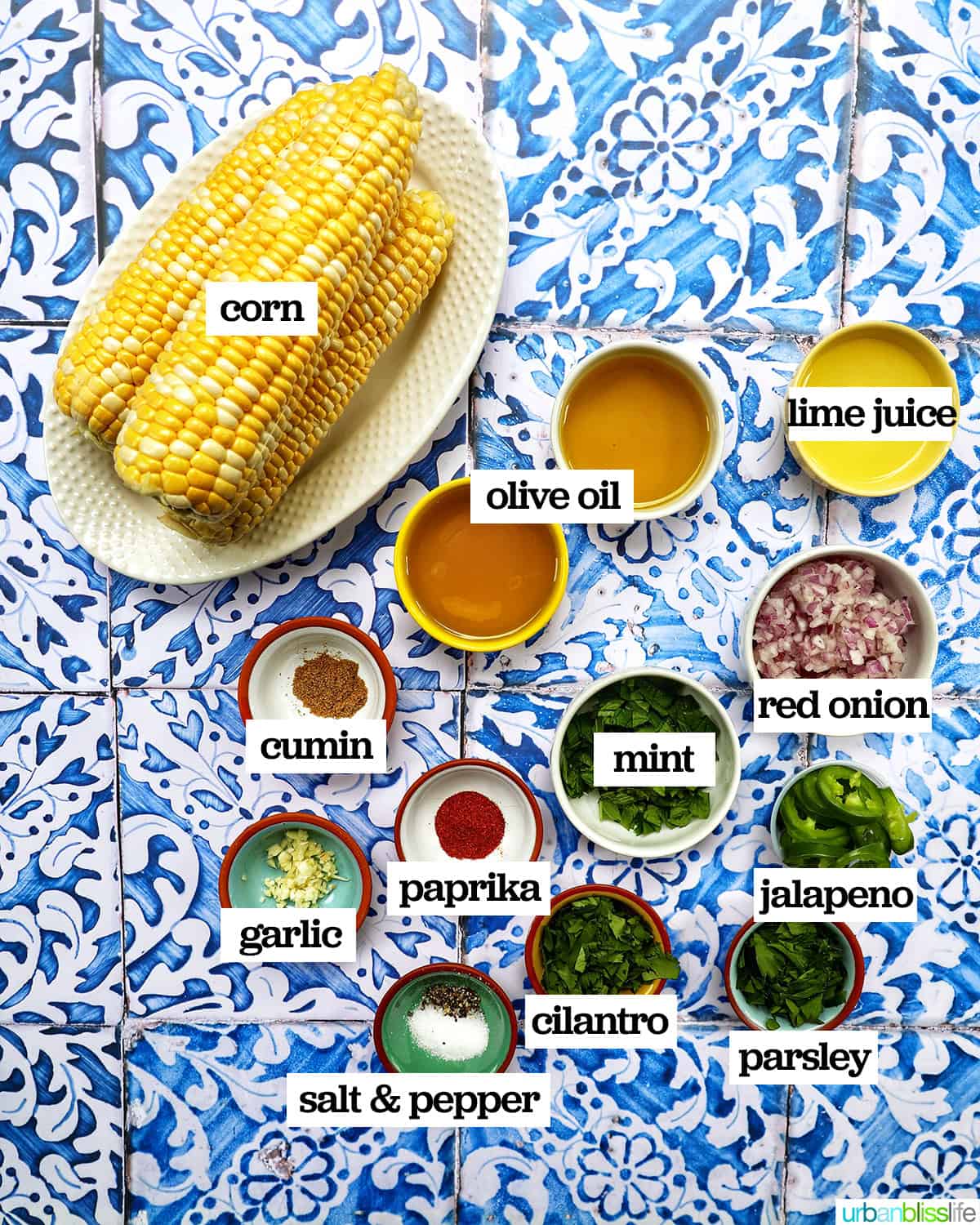 ingredients to make charred corn salad.