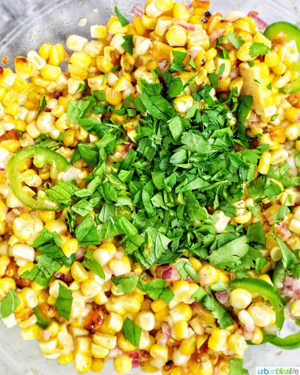 herbs on top of corn.