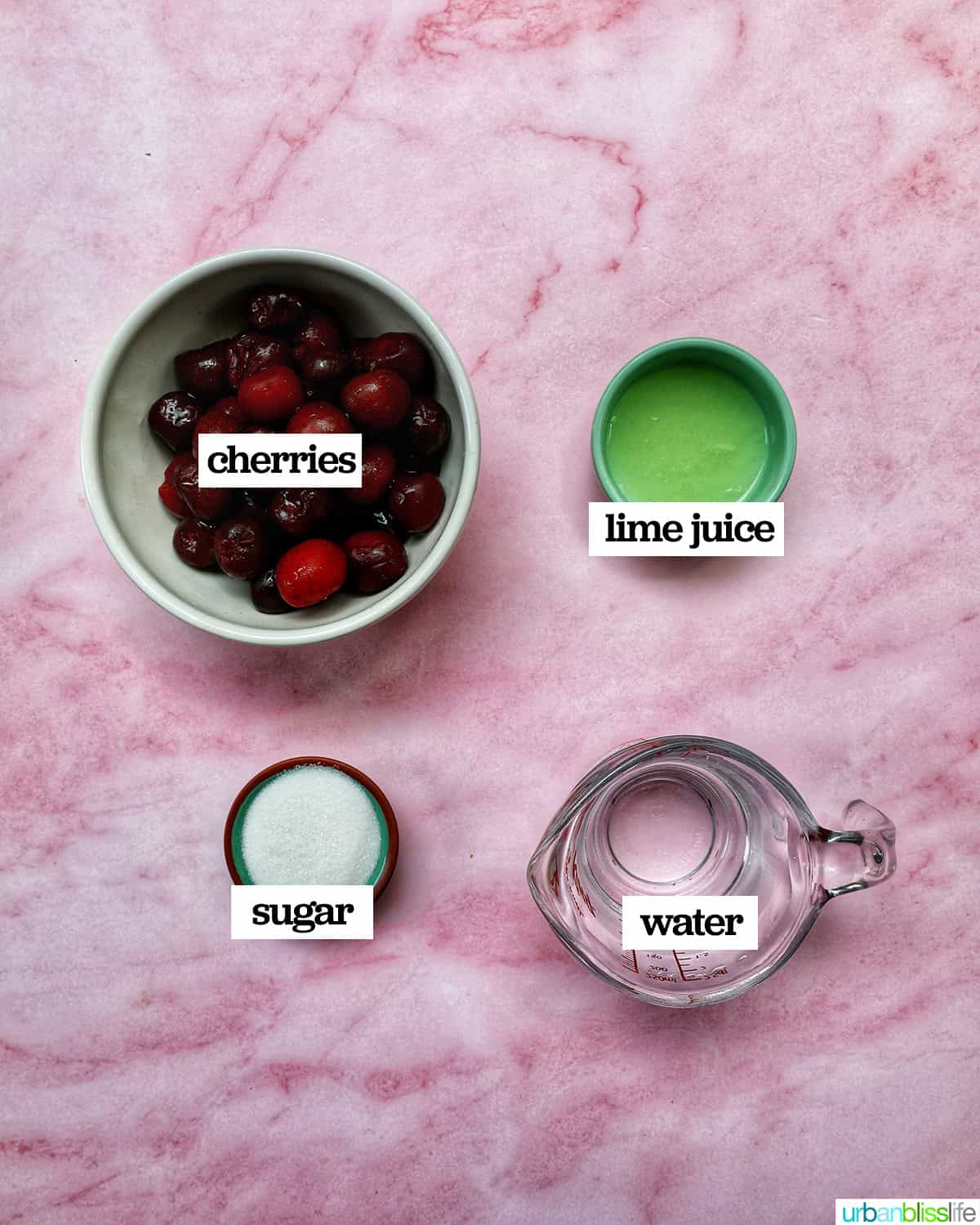 ingredients to make cherry popsicles.