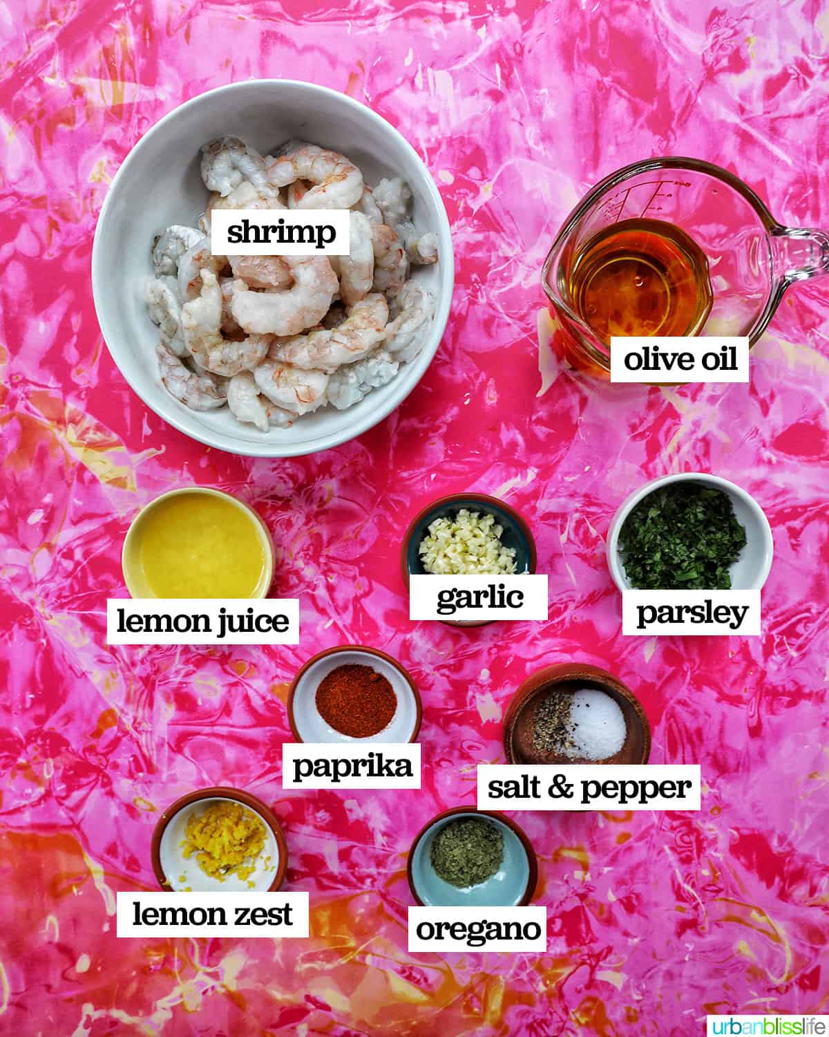ingredients to make prawn BBQ skewers.