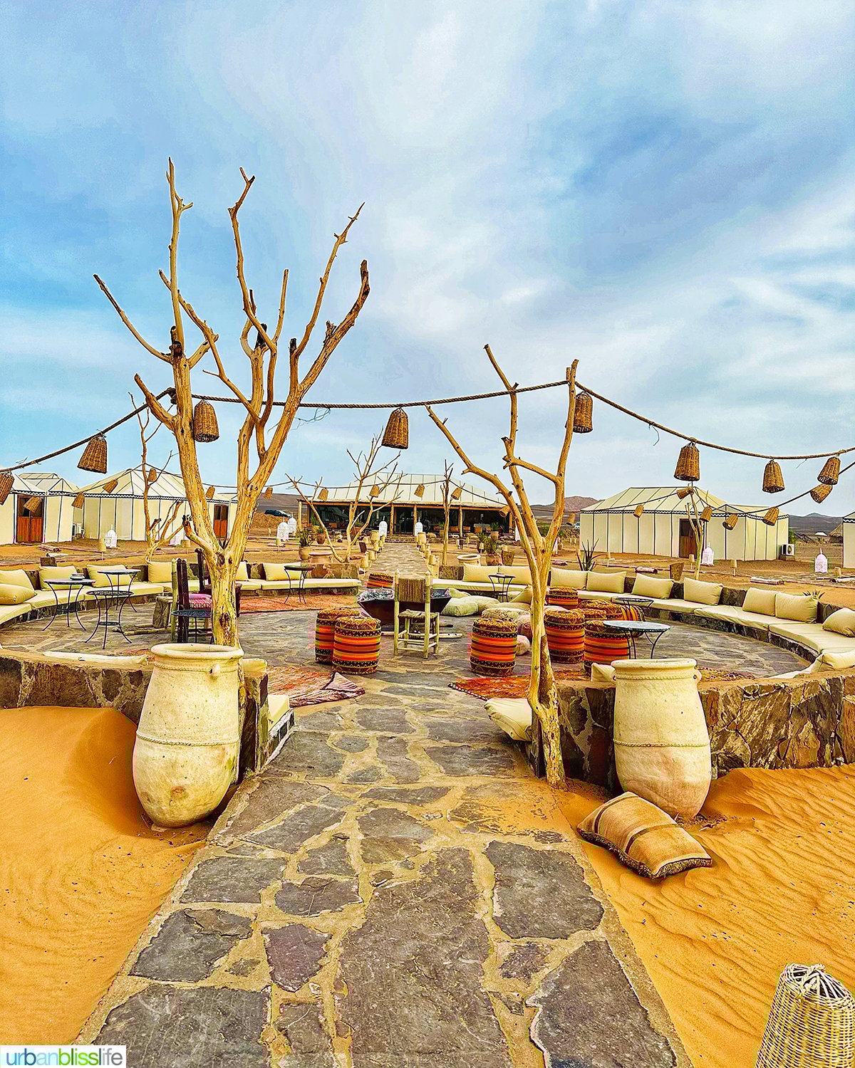 luxury desert camp in sahara desert in Morocco.