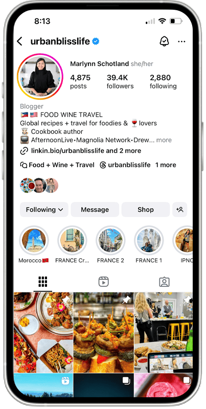 urban bliss life instagram screen