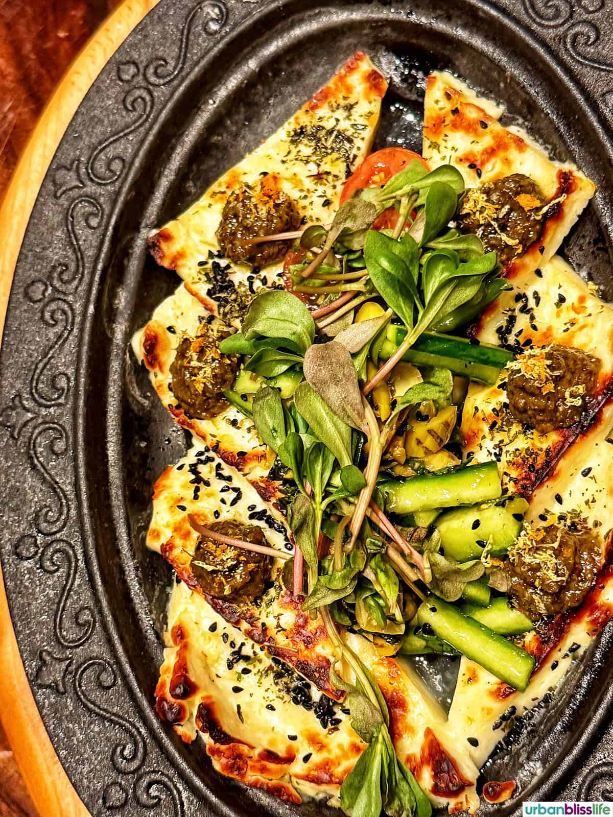 grilled haloumi platter at Damas restaurant in Montreal Canada.