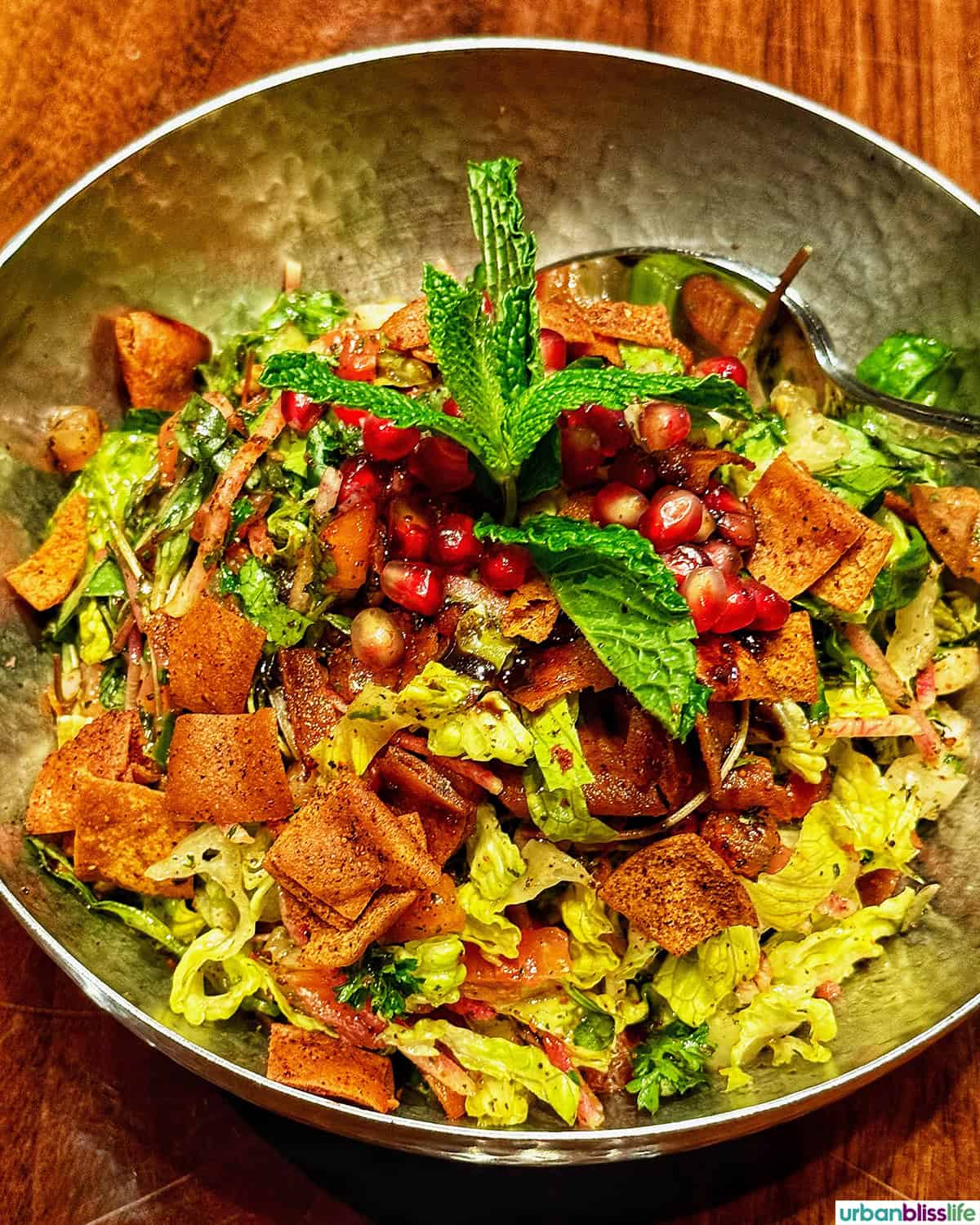 salad at Damas restaurant in Montreal Canada.