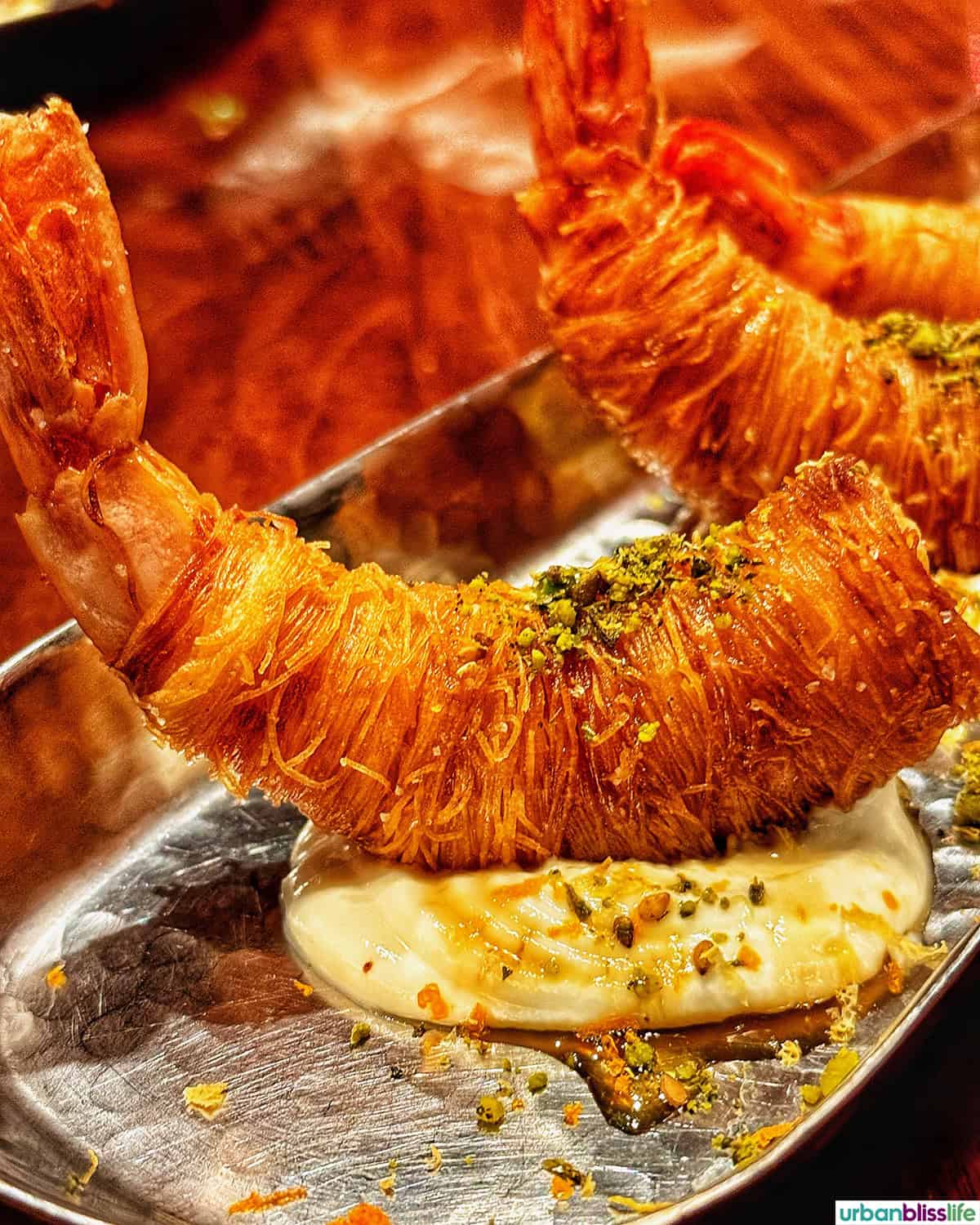 shrimp at Damas restaurant in Montreal Canada.