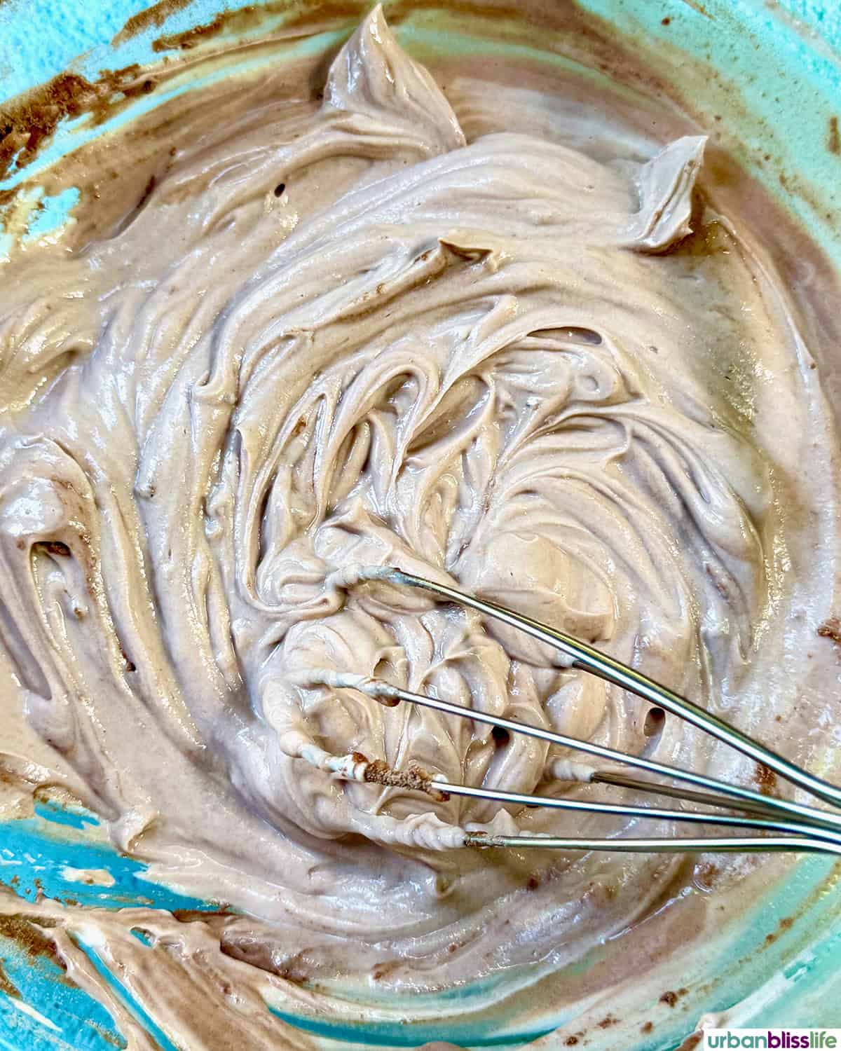 greek yogurt and chocolate protein powder in a bowl.