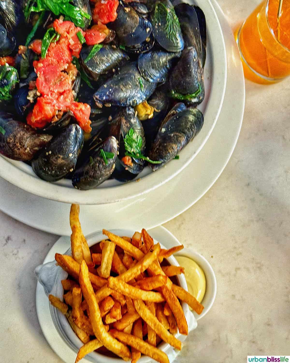 moules frites at Lemeac restaurant in Montreal, Canada.
